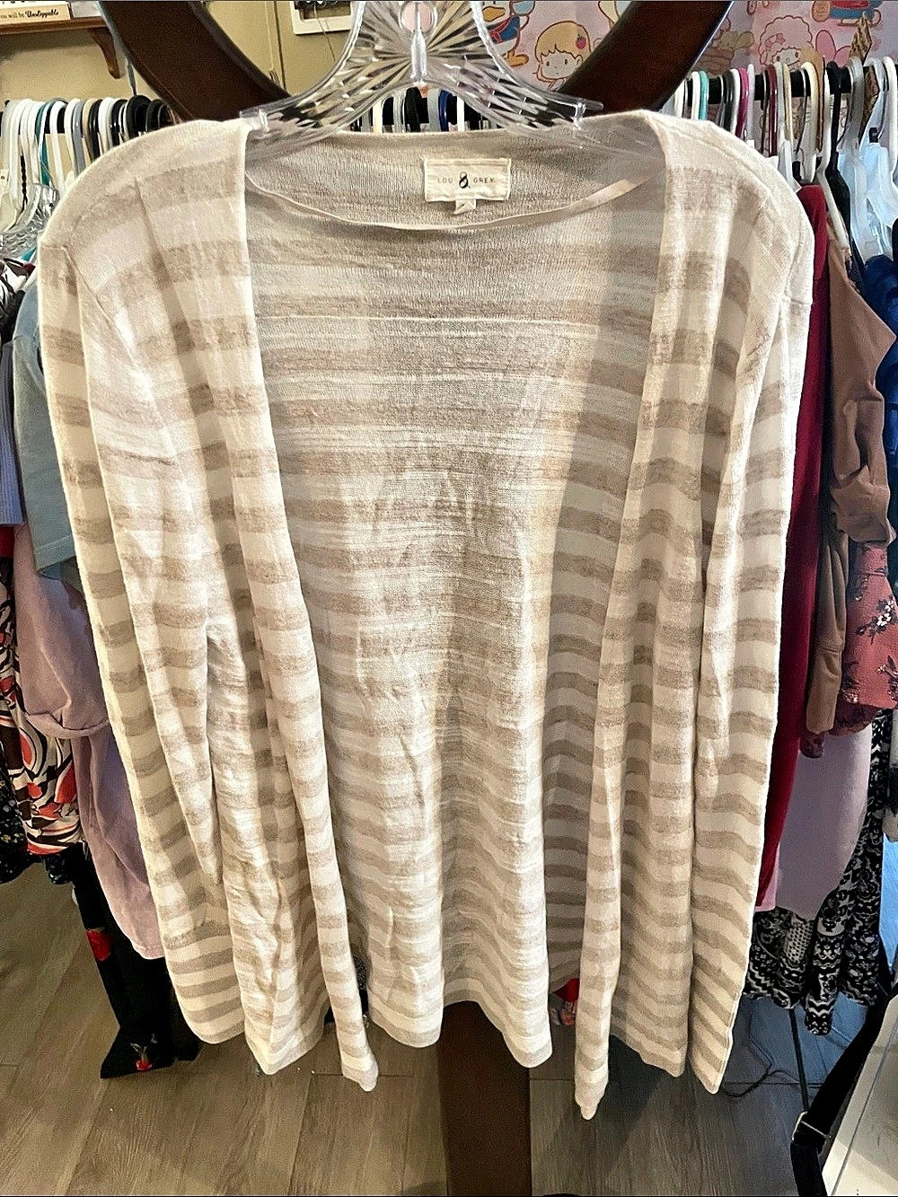 Lou & Grey Striped Cardigan in Beige & White Size XL